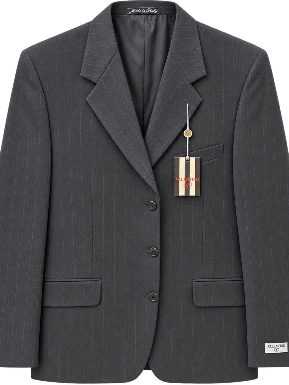 Valentino Men's Charcoal Pinstripe Single-Breasted Blazer